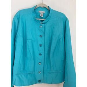 Jessica London blue linen blend lined jacket. Sz 24. NWT